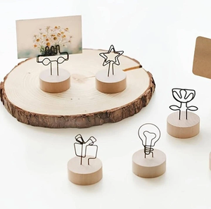 Wood And Metal Place Card Holder Flower Place Memo Clips Holder Place Clip Label And Tag Holder - Product Image 5
