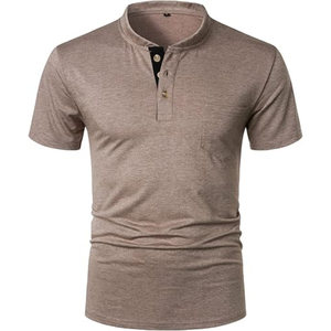 Camisetas Henley de manga corta para hombre, camisetas informales de algodón de verano con cremallera de botones para uso diario - Product Image 2