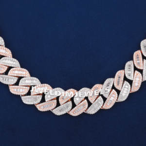 Cadena de diamantes estilo hip hop de plata de ley 925, collar cubano de dos tonos con diamantes de moissanita para hombres y mujeres - Product Image 3