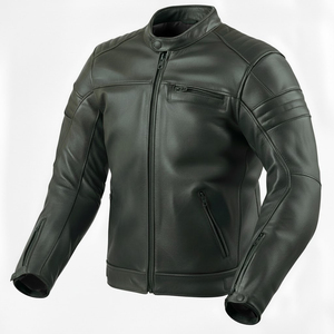 Veste en cuir Letterman ornée de strass pour homme, coupe ajustée, avec clous argentés personnalisés, style motard - Product Image 5
