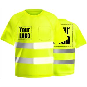 Camiseta de Seguridad de Alta Visibilidad de Poliéster de Secado Rápido, Camiseta de Trabajo Reflectante de Manga Corta con Logotipo Personalizado - Product Image 5
