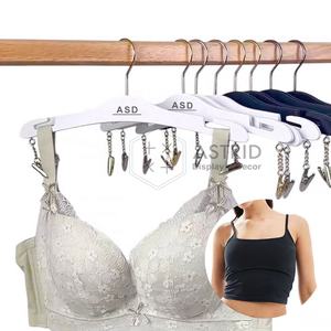 27.5 cm Slim Luxury Solid <b>Matte</b> PP Wood White Gold Rotatable Hook Underwear Sport Bra Hanger for Bathroom Wardrobe - Product Image 3