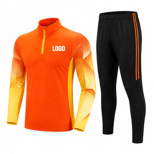 Conjunto de Chándal de Fútbol Unisex de Alta Calidad para Entrenamiento, con Logotipo Personalizado, Chaqueta y Pantalón de Fútbol Transpirables de Color Liso con Media Cremallera, Venta al por Mayor OEM - Product Image 4