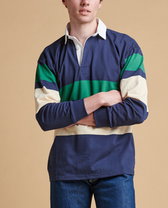 Polo de rugby pour hommes en gros – Coton/Polyester confortable, logo personnalisé, fabrication OEM, style vintage, coupe ample sportive, imprimé rayé - Product Image 3