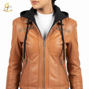 Veste à capuche pour femme en coton et fibre de bambou, coupe ajustée, hiver, fermeture éclair, doublée, tricotée, imperméable, séchage rapide, vêtement d'extérieur - Product Image 2