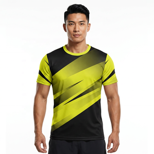Camiseta Deportiva Urbana para Hombre, Sublimada, 100% Algodón, Cuello Redondo, Manga Corta, Secado Rápido, Transpirable, Ecológica, a Rayas - Product Image 2