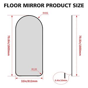71 \ "32 \" oversize Full Body struttura in metallo nero specchio camera da letto soggiorno spogliatoio parete ad arco Full Length specchio da pavimento - Product Image 6