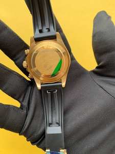 BOJ Plain R.O.L.E.X.72 Gold Tone Stainless Steel <b>Chronograph</b> Mechanical <b>Automatic</b> Movement Analog Rubber Belt Watch At Low Price - Product Image 3