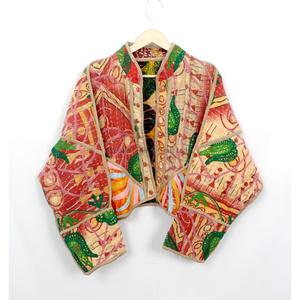 Ethnic Summer/Winter Spring Knitted Kantha <b>Jacket</b> Regular Breathable Quick Dry Eco-Friendly Vintage Casual <b>jacket</b> for outings - Product Image 1