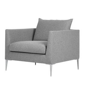 Sofá individual para sentarse en la sala de estar con un estilo moderno, con espuma suave y duradera en color gris y tamaño personalizado. - Product Image 1