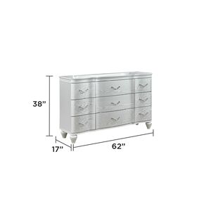 Punto di riferimento in stile tradizionale cassettone in legno argentato con cassettiere in metallo - Product Image 2