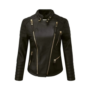 Hot Selling 2026 <b>Winter</b> Women's Burgundy PU Leather Jacket High Quality Full-Grained Leather Quick Dry 100% Polyester Filling - Product Image 6