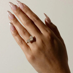 Bague de fiançailles Toi et Moi en diamant de laboratoire certifié IGI, 3,50 ct, deux pierres ovales et taille Asscher, pour femme, cadeau d'anniversaire - Product Image 6