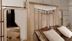 Luxury Modern Italian Style Solid Teak Wood Bedroom Set King Size Bed Tufted Fluted <b>Mirror</b> Details Dressing <b>Table</b> Home Furniture - Product Image 2