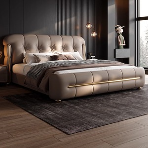 Luxury Wooden Bedroom Furniture Soft Up-holstered <strong>Beds</strong> King Sized Double <strong>Bed</strong> Frame Leather Comfort <strong>Bed</strong> <strong>and</strong> <strong>Mattress</strong> <strong>Set</strong> Design - Product Image 4