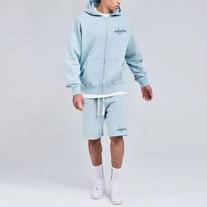 Custom Logo Plus Size <b>Men</b> Jacket <b>Hoodies</b> <b>Shorts</b> <b>Set</b> Zip Sweatsuit Winter Clothing Outfits Casual Two Piece Reflective Tracksuit - Product Image 2
