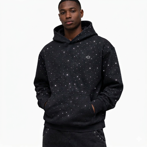 Sudadera con Capucha Personalizada Y2K para Hombre, con Pedrería en Toda la Superficie, de Felpa Gruesa, Estilo Urbano, Fabricante Personalizado al por Mayor - Product Image 5