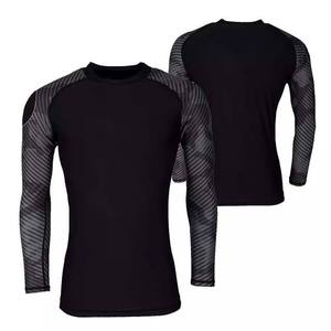 Men's Compression Shirts 100% Polyester Contrast Athletic Gym MMA Rash Guard Long Sleeve Shirts for Men's Rash Guard Sportswear - Product Image 6