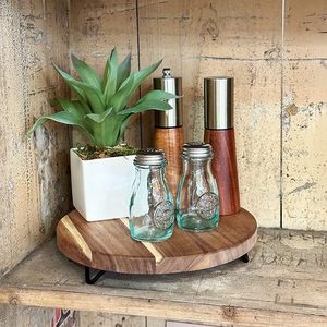 Decorative Round Wood <b>Riser</b> Pedestal Tray for Home Decor Kitchen Bathroom Countertop Organizer Farmhouse Display <b>Stand</b> - Product Image 6