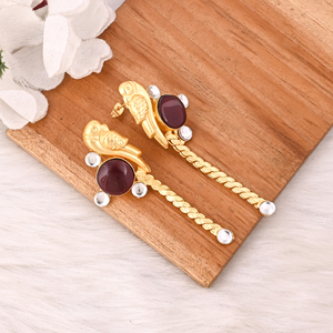 Pendientes de gota con granate, hidro y piedra Polki, chapados en oro, joyería de latón hecha a mano para mujer - Product Image 3