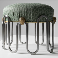 Tabouret en tissu avec structure en métal de qualité supérieure, siège rembourré doux, repose-pieds ottoman pour la maison, le bureau, la chambre à coucher