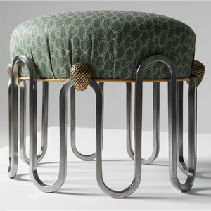 Premium Metal Iron Frame Fabric Upholstered <b>Stool</b> Soft Padded Seat Foot Rest <b>Ottoman</b> for Home Office Bedroom Furniture - Product Image 6