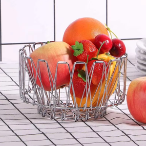 Customized Modern Rectangle Multifunction Iron Wire <b>Food</b> Storage <b>Basket</b> with Eco-Friendly Handle for Kitchen Use - Product Image 5