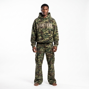 <b>Mens</b> <b>Camo</b> Tracksuit Set Hoodie <b>Cargo</b> Pants Rhinestone Detail Custom Streetwear Sportswear Matching Outfit New Style - Product Image 3