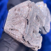 Bague Hip Hop pour homme en argent 9k, sertie de diamants de laboratoire, avec monogramme personnalisé initial B S, certifiée IGI, style glacé, coupes baguette brillantes, grande taille