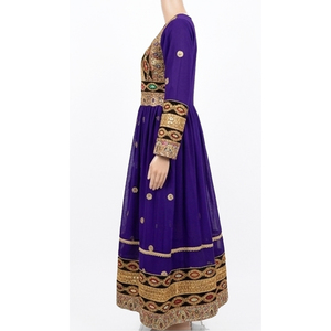 Vestido Afgano Kuchi Formal Tribal Modesto para Mujer, Diseño Sencillo con Cintura Natural, Recto, Bordado Sólido - Product Image 5
