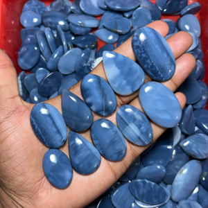 Opale bleue naturelle de haute qualité, cabochon fait main, formes variées, pierre précieuse certifiée en vrac pour la fabrication de bijoux - Product Image 1