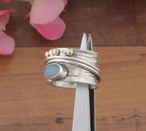 925 Sterling <b>Silver</b> Bezel Setting Opal Band Brilliant Cut Handmade Classic <b>Boho</b> Dainty Solitaire <b>Ring</b> Certified Wedding Party - Product Image 3