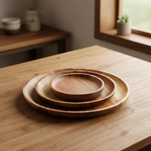 Plato de madera para servir, vajilla de alta calidad, plato base de madera para uso doméstico. - Product Image 5
