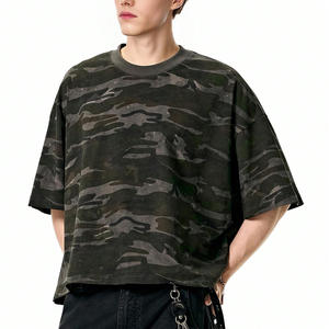 T-shirts en coton lourd à col rond pour hommes, vêtements de sport surdimensionnés, impression personnalisée, vente en gros - Product Image 4