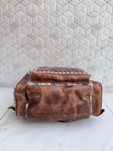 New Hand Tooled Leather Cowhide <b>Backpack</b> With Floral Carving Unisex Bohemian Style Multiple Pockets Zipper Closure Daily Use Bag - Product Image 3