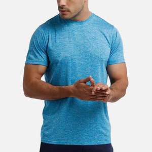 Camiseta de Manga Corta para Hombre, Cuello Redondo, Azul, Corte Regular, Secado Rápido, Tejido de Punto, Poliéster, Color Sólido, Informal - Product Image 3