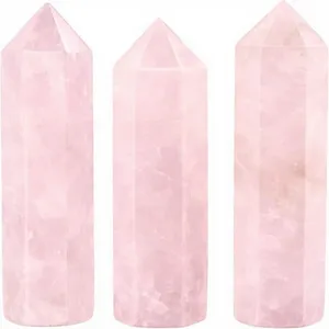 Punta de Cuarzo Rosa Natural Pulida, Gema Rosa, Proveedor Mayorista a Granel para Manualidades, Rejilla de Cristal DIY - Product Image 5