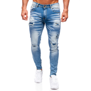 <b>Men</b> Modern Denim Jeans Slim Fit <b>Stretch</b> Casual Blue Pants Comfortable Cotton Streetwear Wholesale - Product Image 1