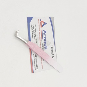 Pinzas de doble tono de punta de 90 grados al por mayor, pinzas de extensión de pestañas de corazón de acero inoxidable sostenibles, logotipo personalizado - Product Image 3