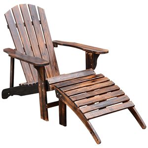 Adirondack sedia con ottomana rustico marrone in legno esterno Patio mobili da salotto - Product Image 1