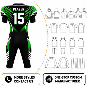 Ensemble Maillot et Pantalon de Football Américain Personnalisé par Sublimation pour Homme – Col en V, Vert, Noir, Blanc, Anti-humidité, Coupe Ajustée, Manches Courtes - Product Image 6