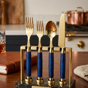 Ensemble de couverts en acier inoxydable, résistant au lave-vaisselle, design élégant, vaisselle de luxe, couverts de table, poignée en résine - Product Image 2