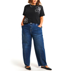 Tela Jersey 100% Algodón Puro de Alta Calidad, Negra, Bordada con Cuentas Florales, Cuello Redondo Extra Grande para Mujer, Secado Rápido, Impresión Personalizada - Product Image 4