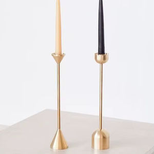 <b>Slim</b> Gold Metal Candle Holder Tall Candlestick Minimalist Decorative Home Decor <b>Table</b> Centerpiece Elegant Style - Product Image 1