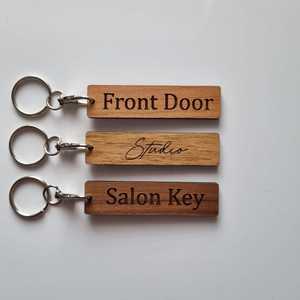 Personalised Wooden Keyring – Custom Oak, Walnut or Cherry – Choice of Fonts – Airbnb <b>Key</b> Tag, Rustic <b>Label</b>, Gift for Him or Her - Product Image 4