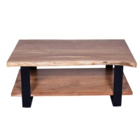 Table basse de petite taille au design industriel, finition naturelle, bois d'acacia à bords naturels, meubles pour salon