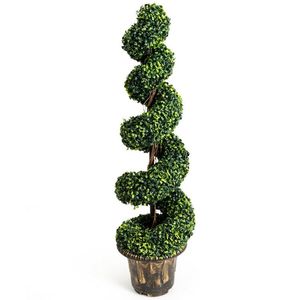 Set di 2 pezzi di accessori da giardino decorativi artificiali eleganti a spirale di bosso verde da 4 piedi - Product Image 3