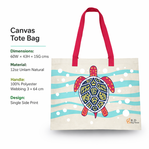 Reusable Eco Friendly Sea Turtle Tote Bag | Stylish Durable <b>Beach</b> Grocery Shopping Carry Bag with Polyester Webbing Handle - Product Image 5