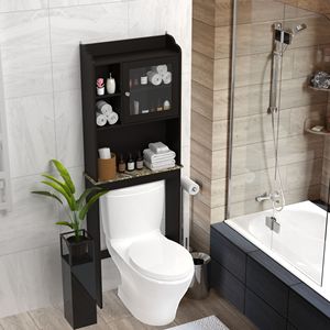 Mobiletto Moderno in Legno per il Bagno, Salvaspazio Sopra il WC, Organizzazione per Casa e Bagno - Product Image 5