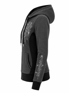 Sudadera con Capucha Brillante para Mujer, con Cierre Frontal de Cristales, Manga Larga, para Uso Diario Informal y Cómodo - Product Image 6
